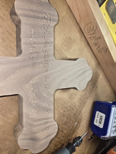 Customer photo review of 15.75x8.75" Roman Cross Acrylic Router Template