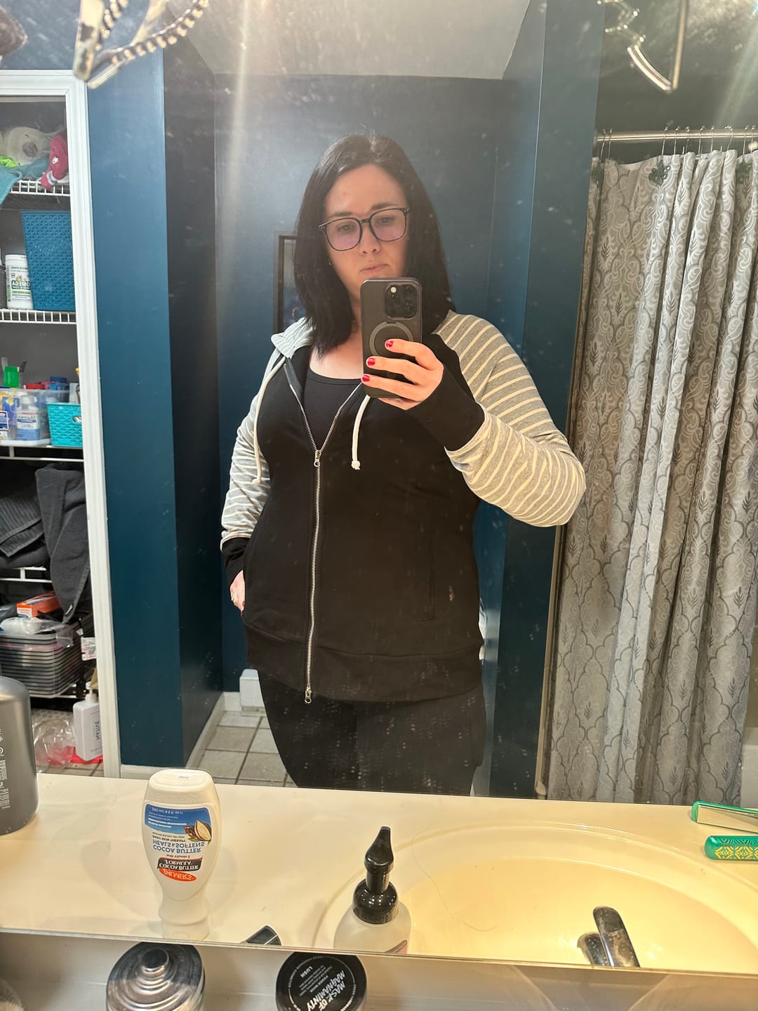 Customer photo review of Varsity Black Full Zip Woman's Hoodie