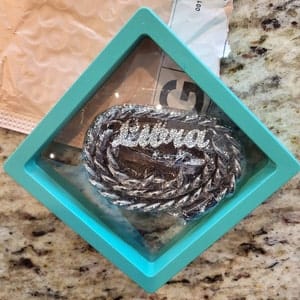 Customer photo review of JANICE RHINESTONE CUBAN NAME NECKLACE