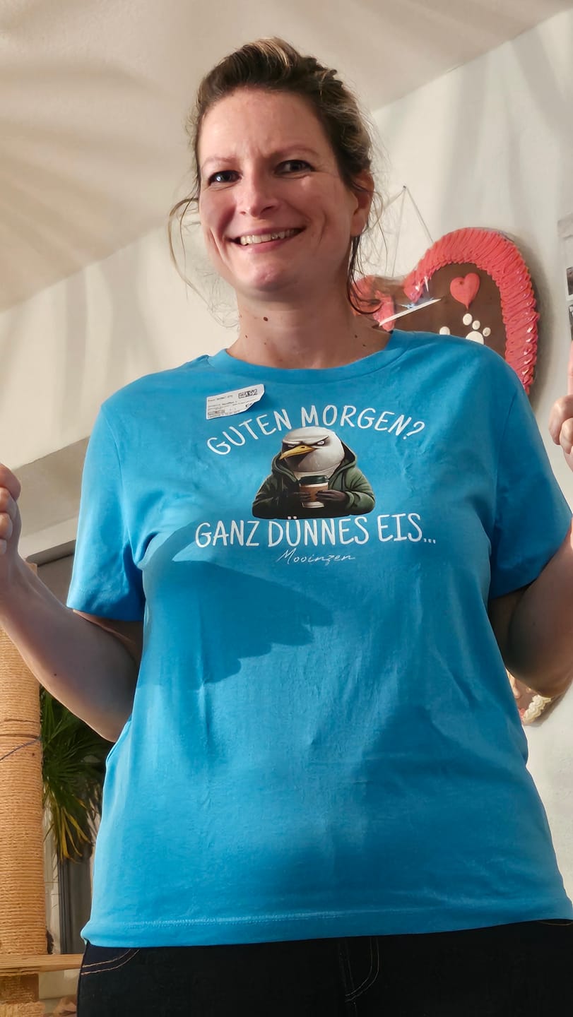 Customer photo review of Guten Morgen? ganz dünnes Eis.. · Damen Premium Bio T-Shirt 2.0