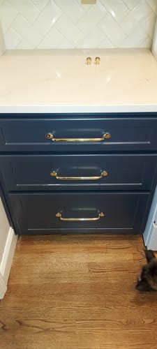 Customer photo review of Serene Cabinet Pulls - Unlacquered Brass Polished