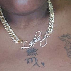 Customer photo review of JANICE RHINESTONE CUBAN NAME NECKLACE