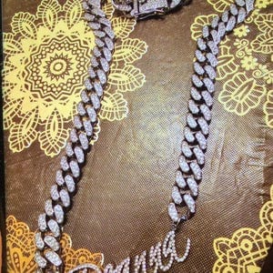 Customer photo review of JANICE RHINESTONE CUBAN NAME NECKLACE