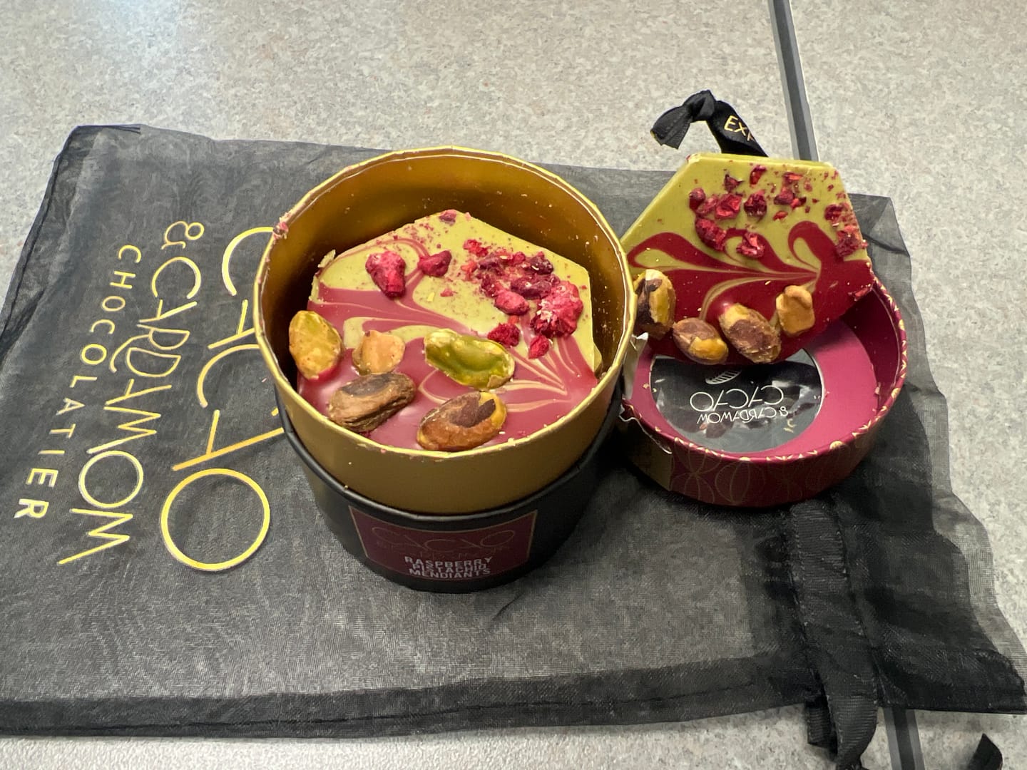 Customer photo review of Raspberry Pistachio Mendiants