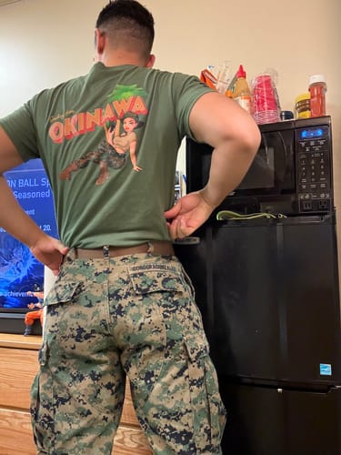 Customer photo review of Greetings from Okinawa: Yesi USMC Pin-Up Girl T-Shirt