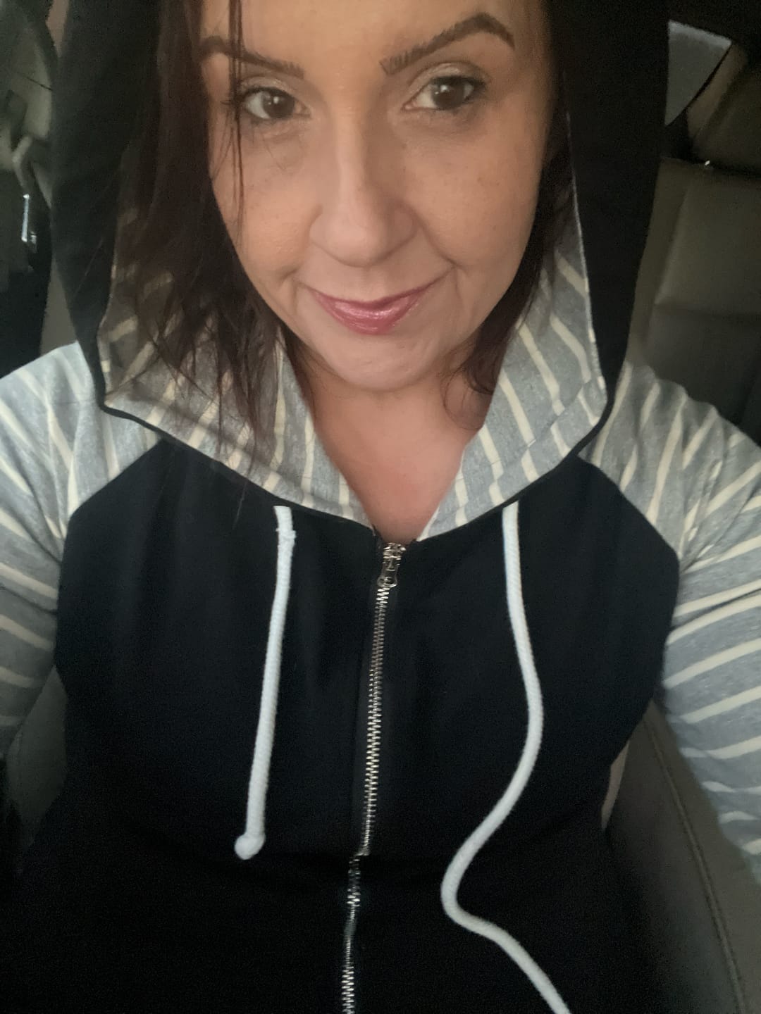 Customer photo review of Varsity Black Full Zip Woman's Hoodie