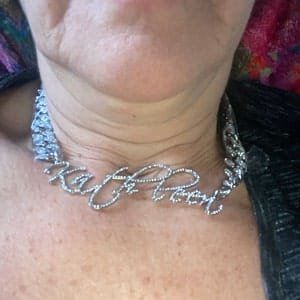Customer photo review of JANICE RHINESTONE CUBAN NAME NECKLACE