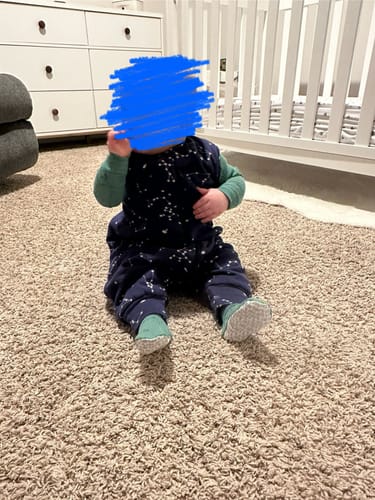 Customer photo review of Organic Cotton & Camel Wool Sleeveless Walker Sleep Sack 1.0 TOG - Constellation