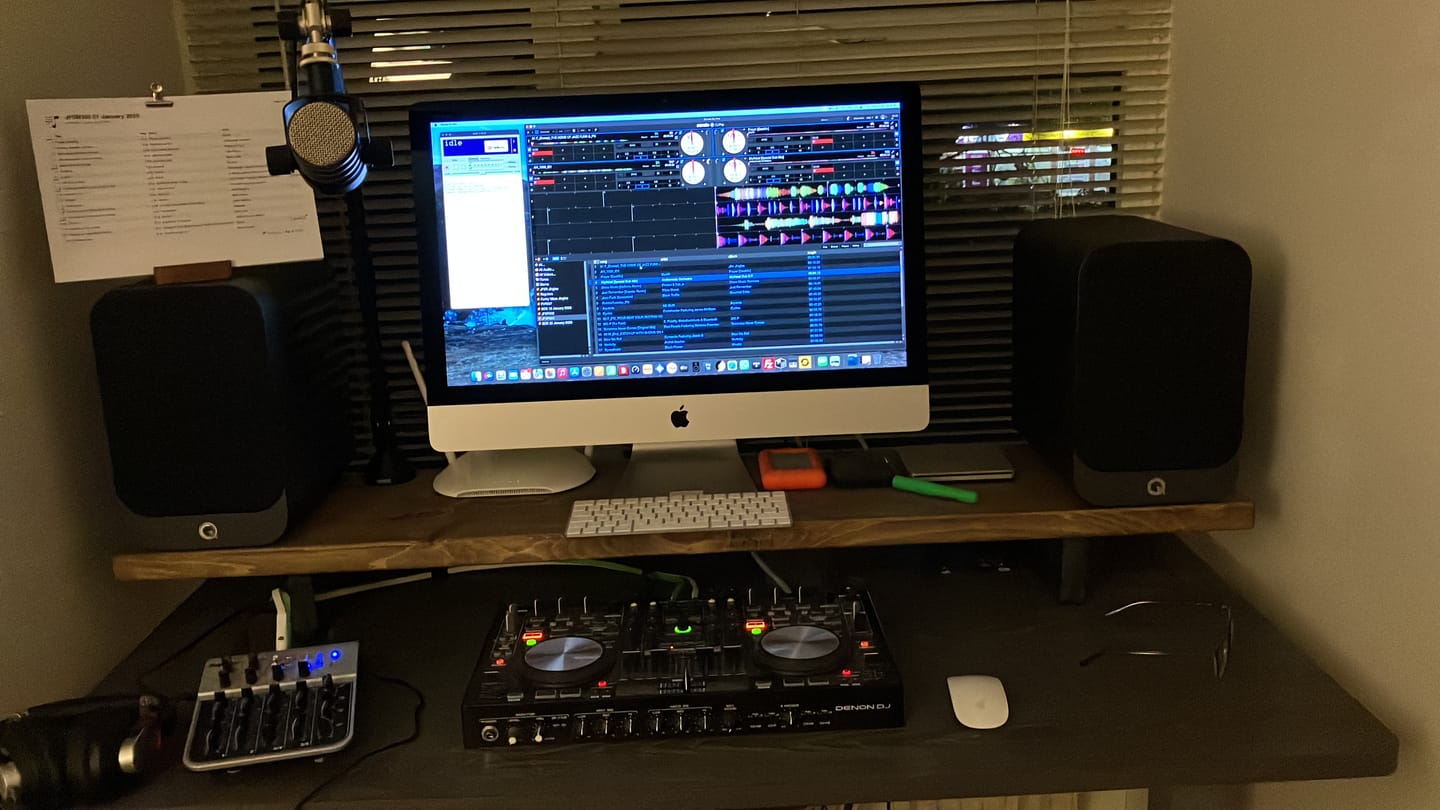 Customer photo review of Rustic Monitor Stand | Metal Sides