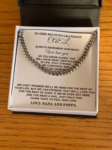 Customer photo review of For Grandson - Personalized Special Gift Set - SS258P