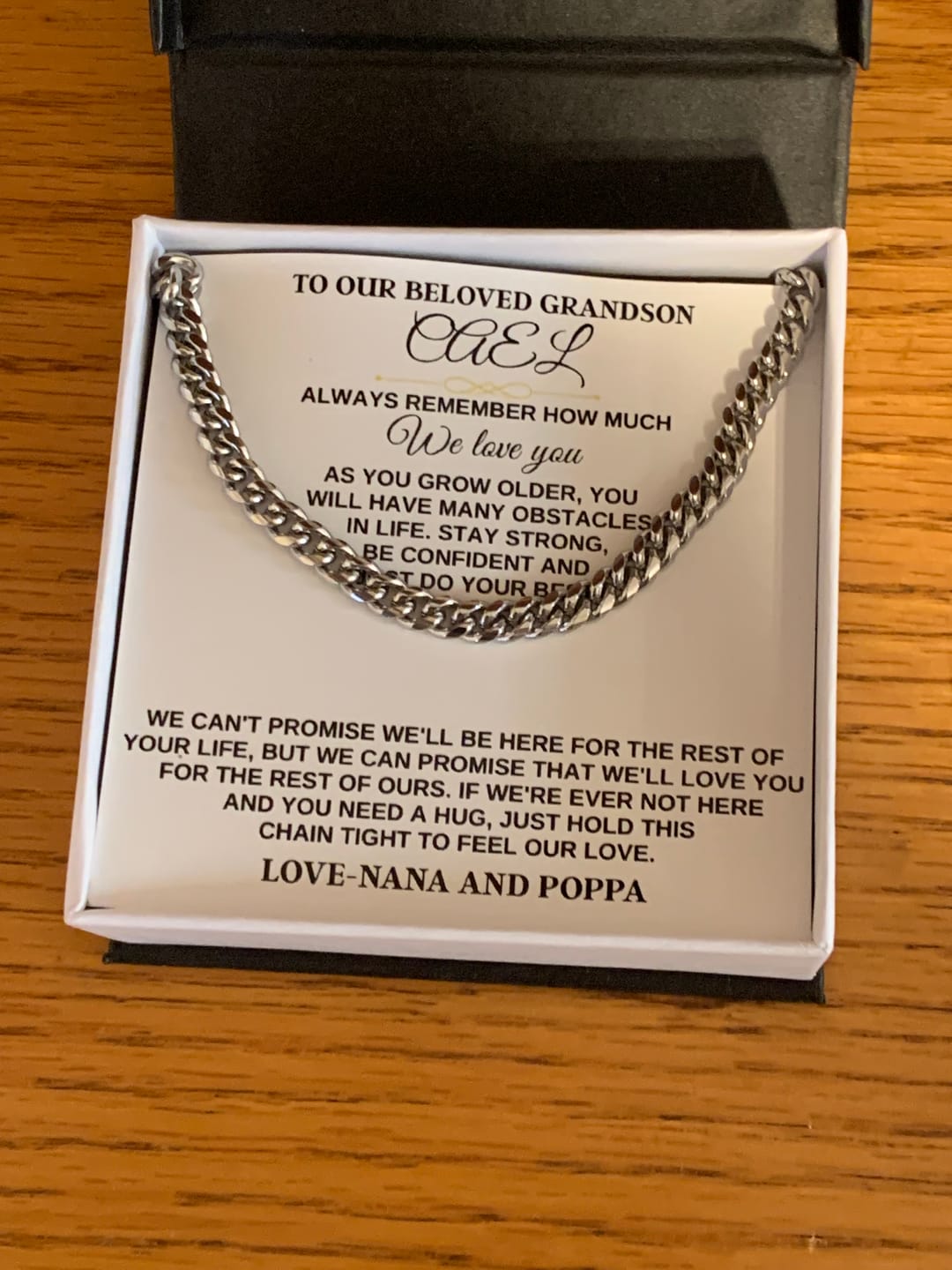 Customer photo review of For Grandson - Personalized Special Gift Set - SS258P