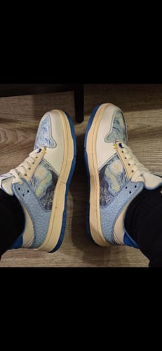 Customer photo review of Van Gogh Starry Night inspired sneakers