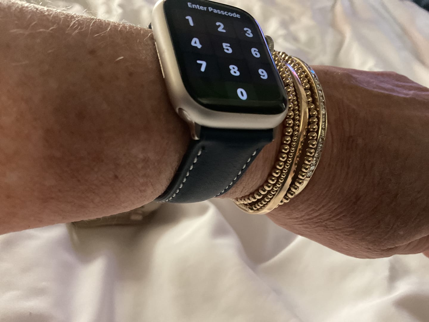 Customer photo review of Le Petit Prince x Bluebonnet Italian Leather Apple Watch Band - Midnight Blue