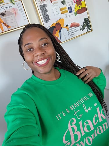 Customer photo review of Divine 9 Limited Edition “It’s a Beautiful Day to be a Black Woman” Crewneck Sweatshirt