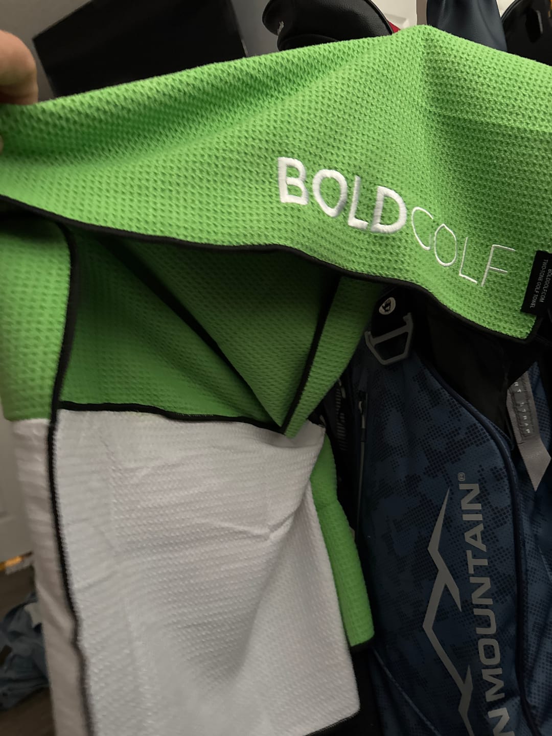 Customer photo review of The Classic - Two-Tone Magnetic Golf Towel Set