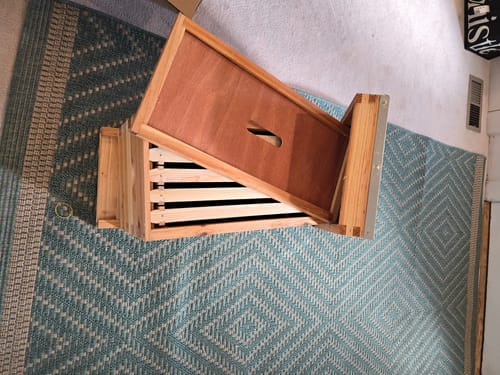 Customer photo review of MayBee 5 Frame Nuc Beehive for Bees Complete Bee Hive Box Kit with Metal Roof Includes Wooden Frames and Beeswax Plastic Foundations for Langstroth Beekeeping