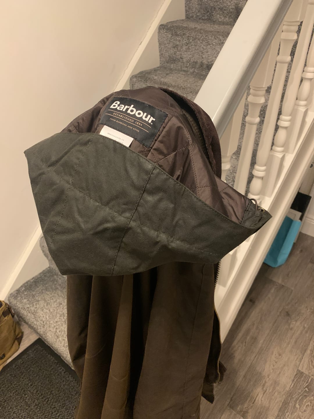 Customer photo review of Barbour Wax Storm Hood - Olive