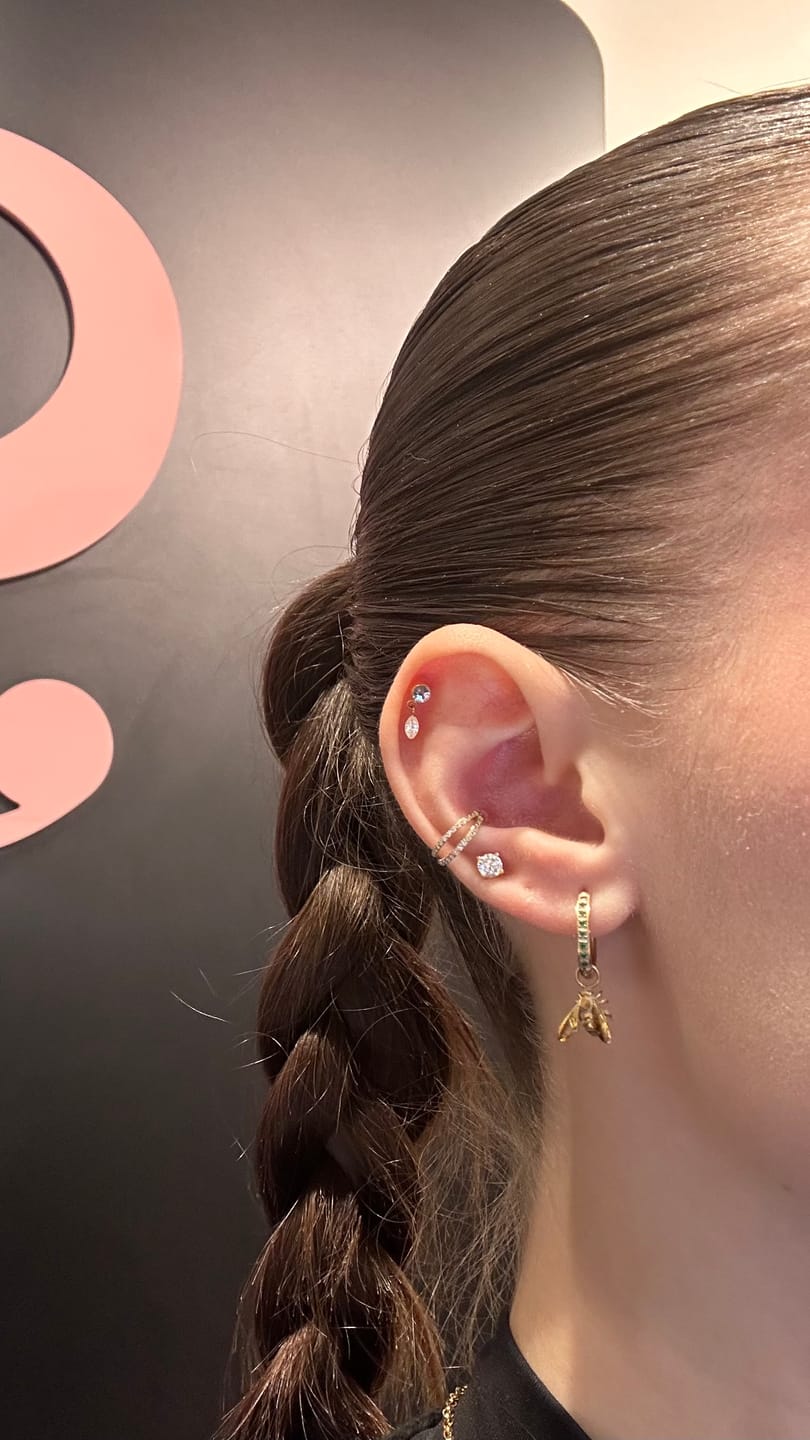 Customer photo review of Hanging Point Piercing | Titan