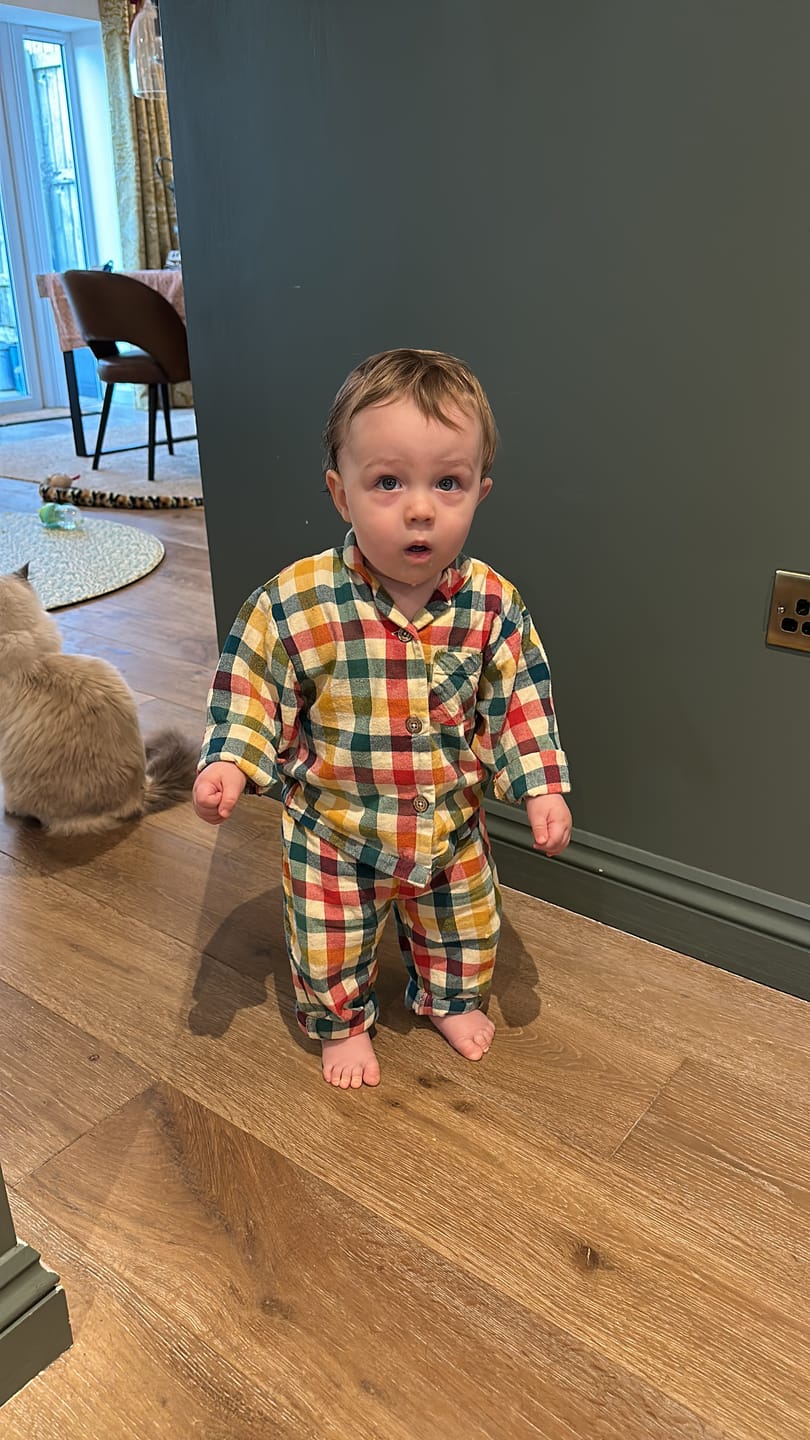 Customer photo review of Rainbow Check Classic Button Up Pyjamas