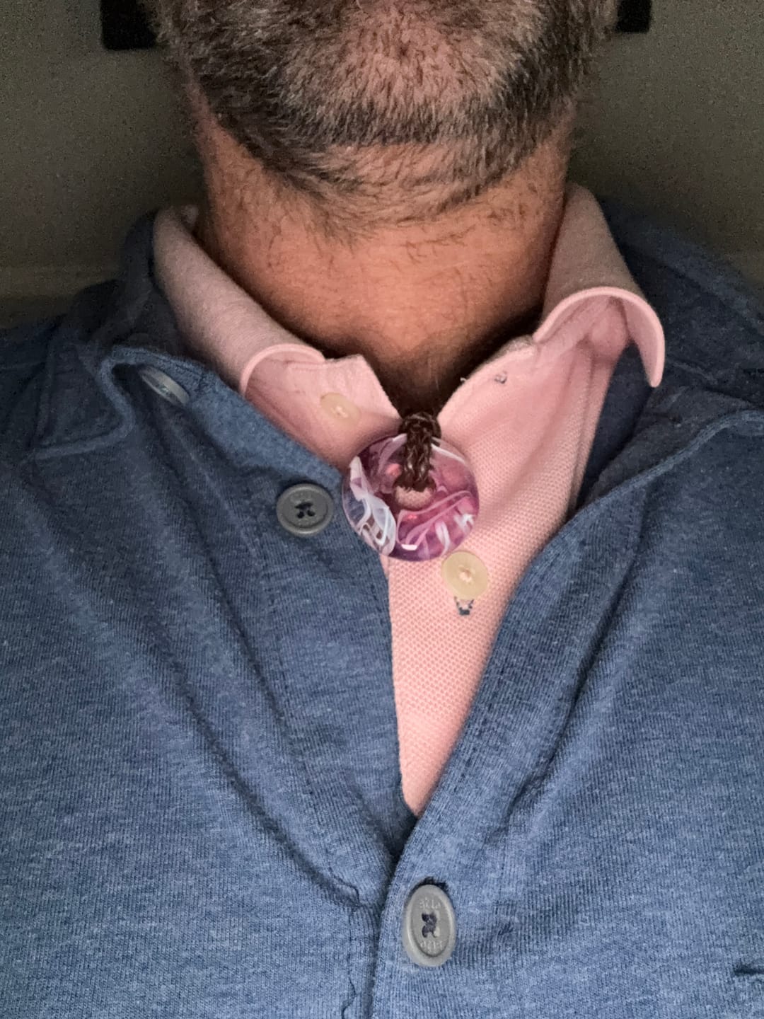 Customer photo review of Taffy Confetti Halo Pendant with Infused Cremation Ashes