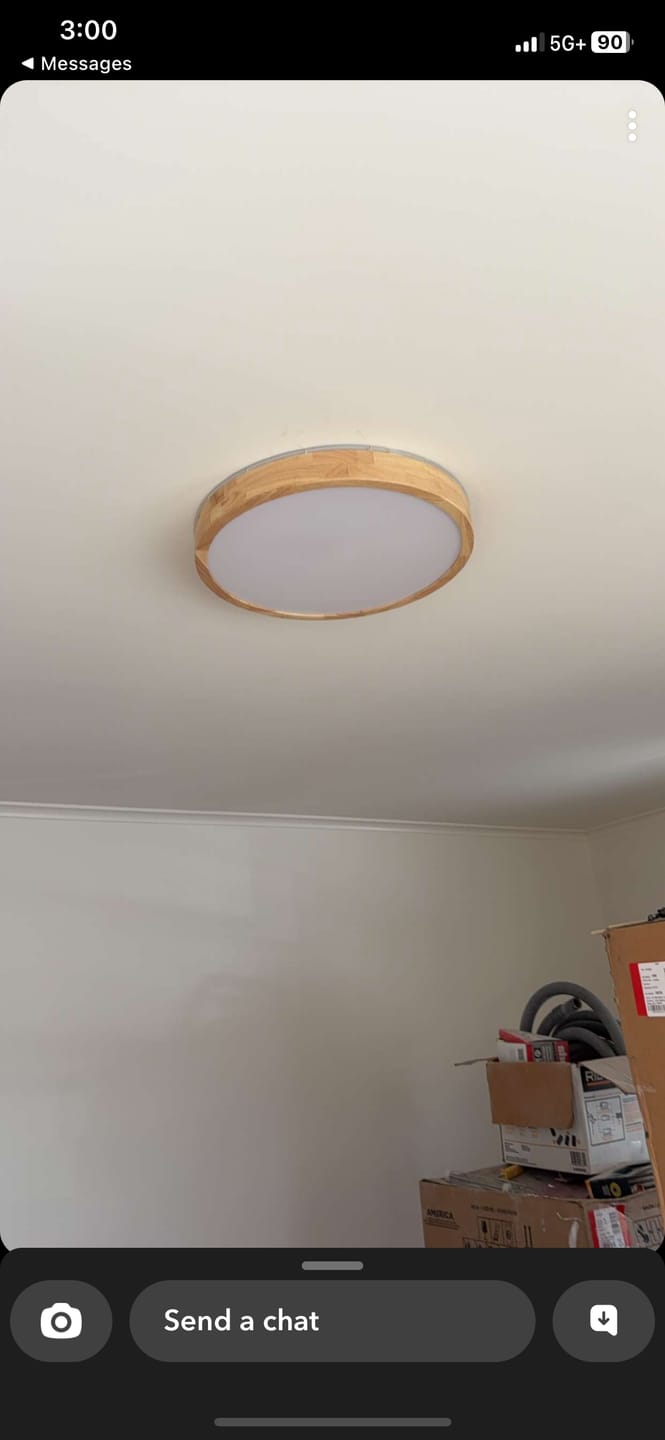 Customer photo review of Scandinavian Wooden Round LED Flush Mount