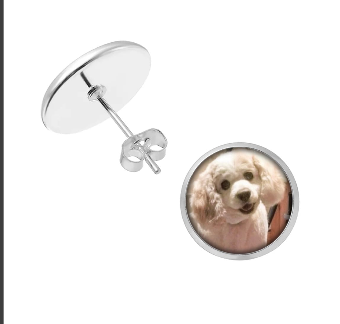 Customer photo review of Live Customization Glass Pet Stud Earrings