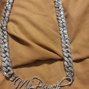 Customer photo review of JANICE RHINESTONE CUBAN NAME NECKLACE