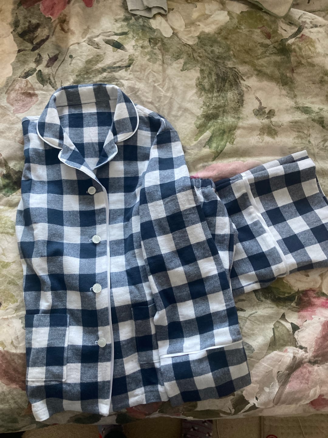 Customer photo review of Blue and Ivory Checkered Brushed Cotton Fabric