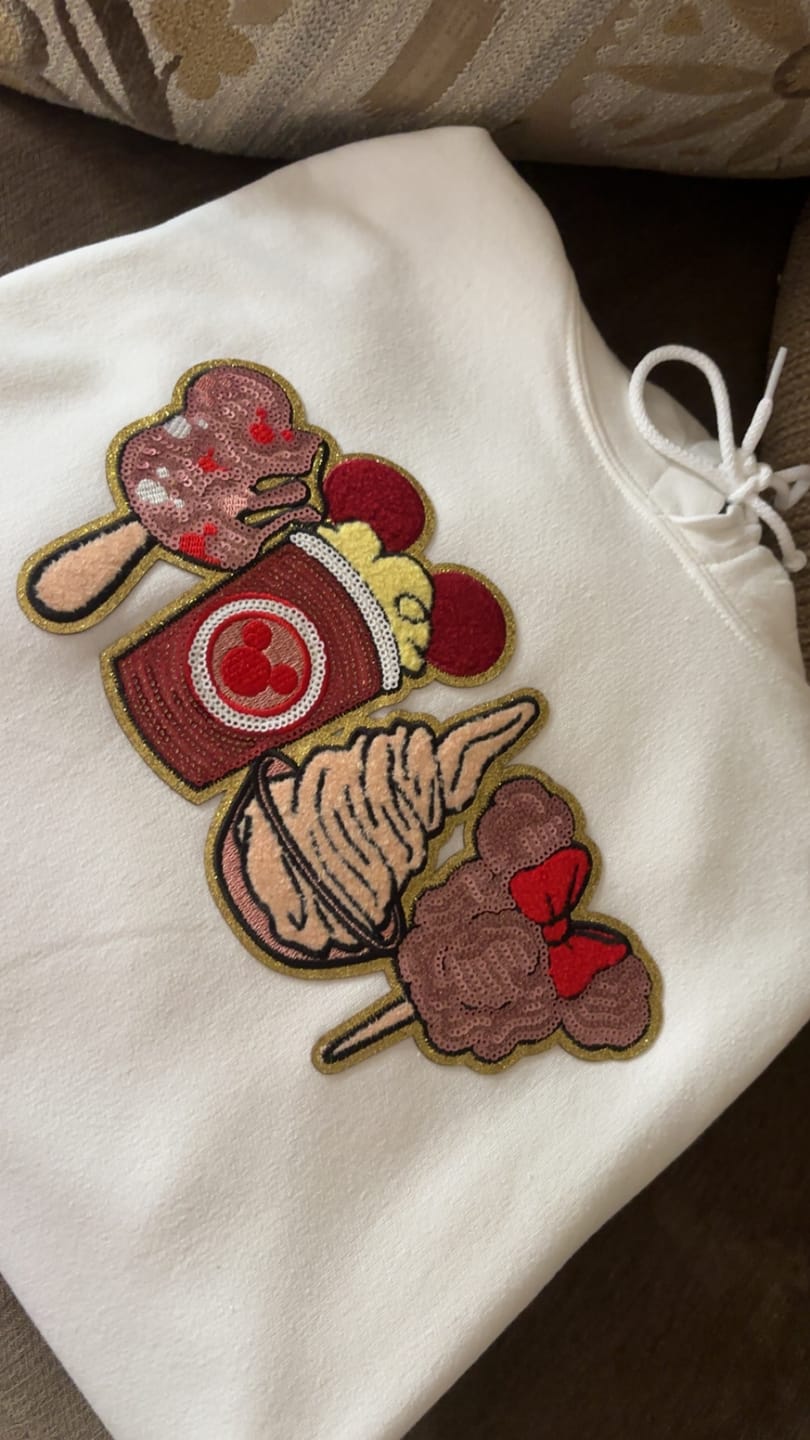 Customer photo review of Favorite Themed Snacks - Whimsical Iron On Sequins Patch for DIY T-Shirt Applique