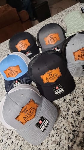 Customer photo review of Custom Leather Patch Hats Richardson 112 Laser Engraved
