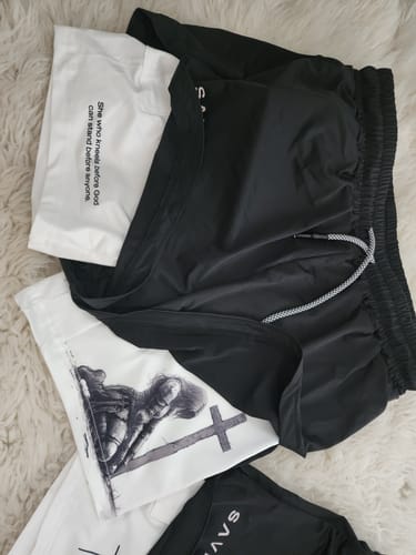 Customer photo review of Psalms 91:2 'Divine Strength' Women's Performance Shorts