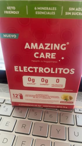 Customer photo review of Electrolitos Sabor Maracuyá - Bebida Hidratante en Polvo 12 sticks