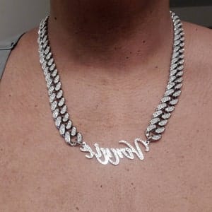 Customer photo review of JANICE RHINESTONE CUBAN NAME NECKLACE