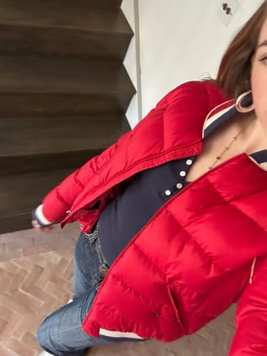 Customer photo review of India Droplet Necklace Gold & Blue