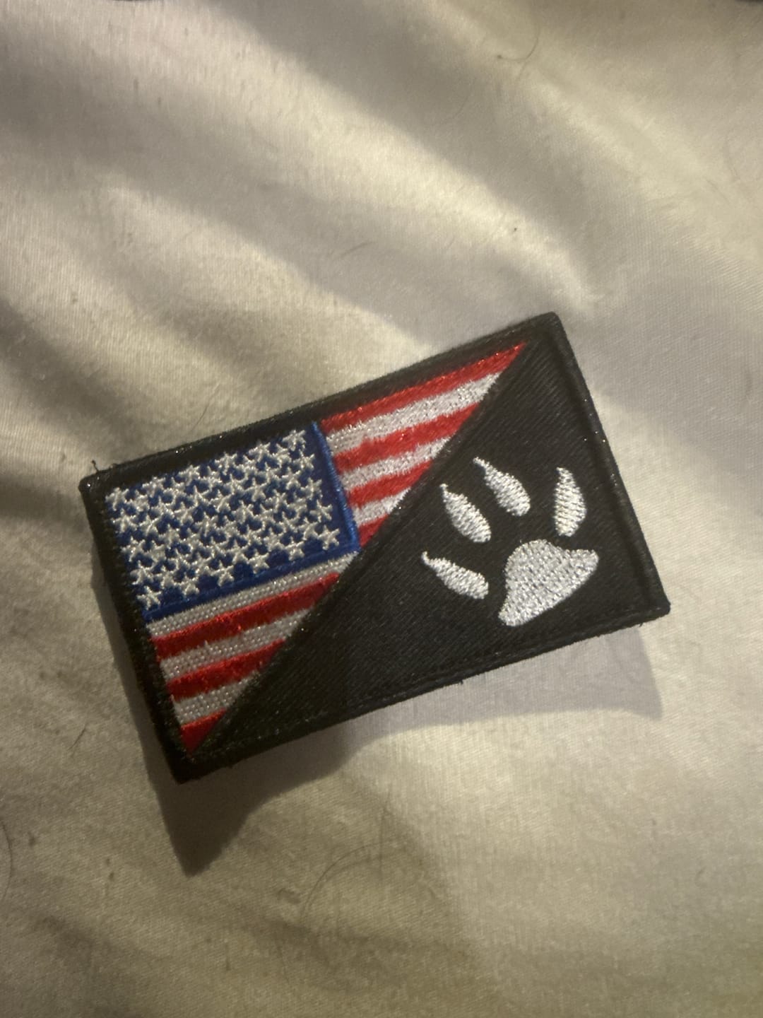 Customer photo review of USA Flag With Paw Hook & Loop Patch For Harness