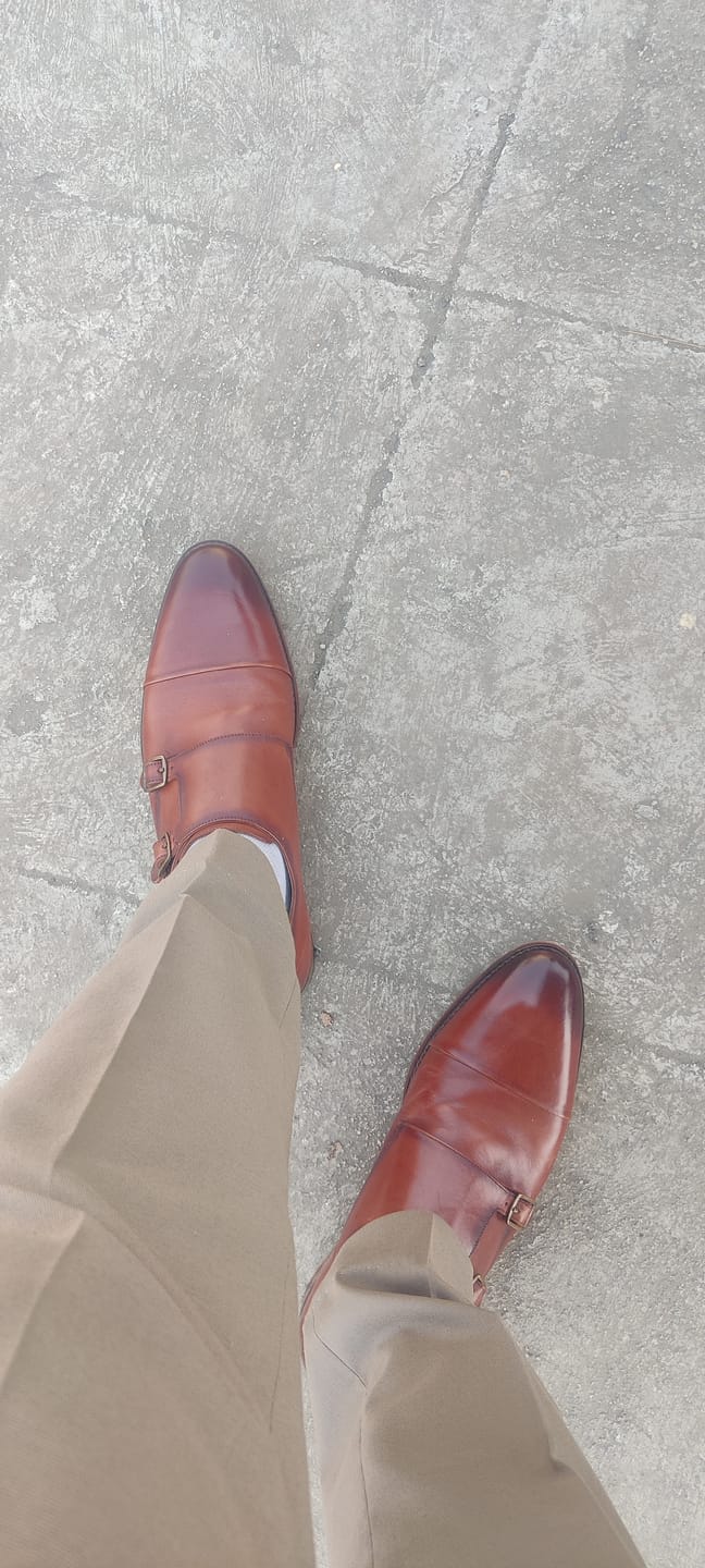 Customer photo review of Double Monk Straps Cap toe - Brown