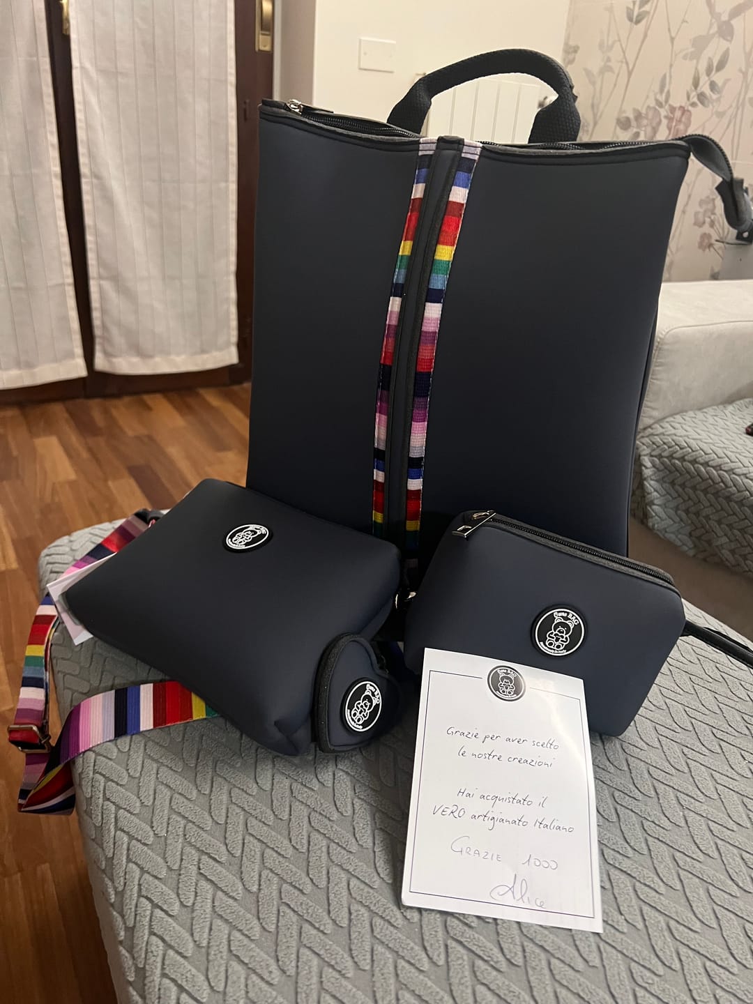 Customer photo review of TRIO | Zainetto + Pochette + Trousse