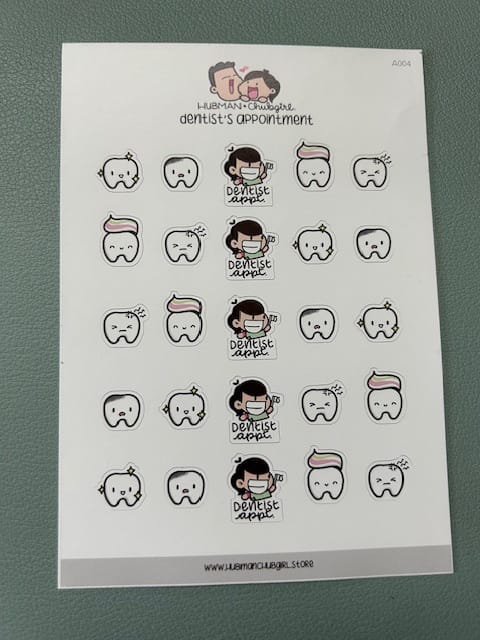 Customer photo review of Dentist Appointment Planner Stickers