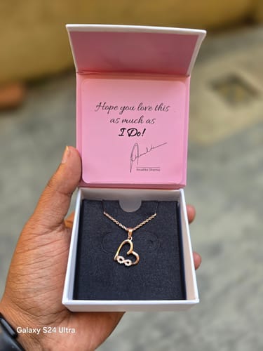 Customer photo review of Rose Gold Infinity Heart Pendant with Link Chain