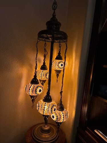 Customer photo review of 5 BALL TURKISH MOSAIC FLOOR LAMP WITH LARGE GLOBES, LAMBADER