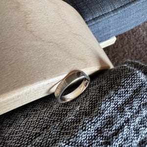 Customer photo review of Custom Fingerprint Engraved Thin Ring Band [4mm], 925 Sterling Silver, Gold Vermeil, Personalized Memorial Christmas Gift for Loss of Family Member