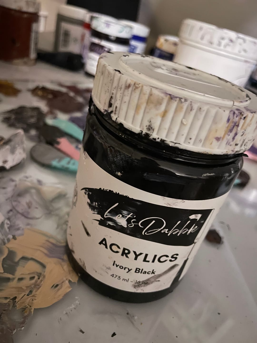Customer photo review of DabblePaints™️ Ivory Black — Thick-Body Acrylic Paint