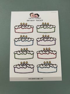 Customer photo review of Birthday Tracker Planner Stickers