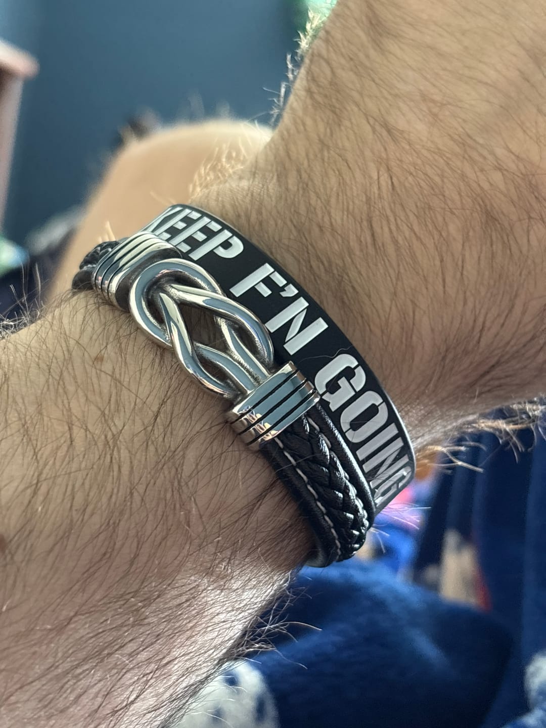 Customer photo review of Keep F'N Going - Silicone Bracelet
