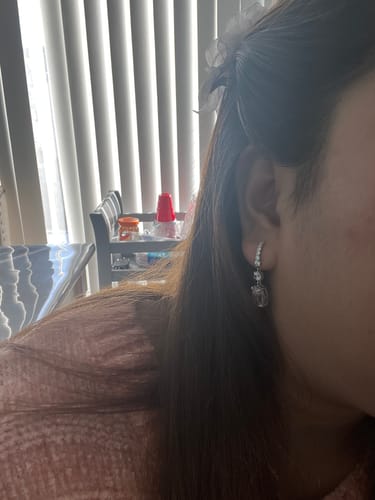 Customer photo review of Louily Sterling Silver Luxury Pink Sapphire Oval Cut Drop Earrings