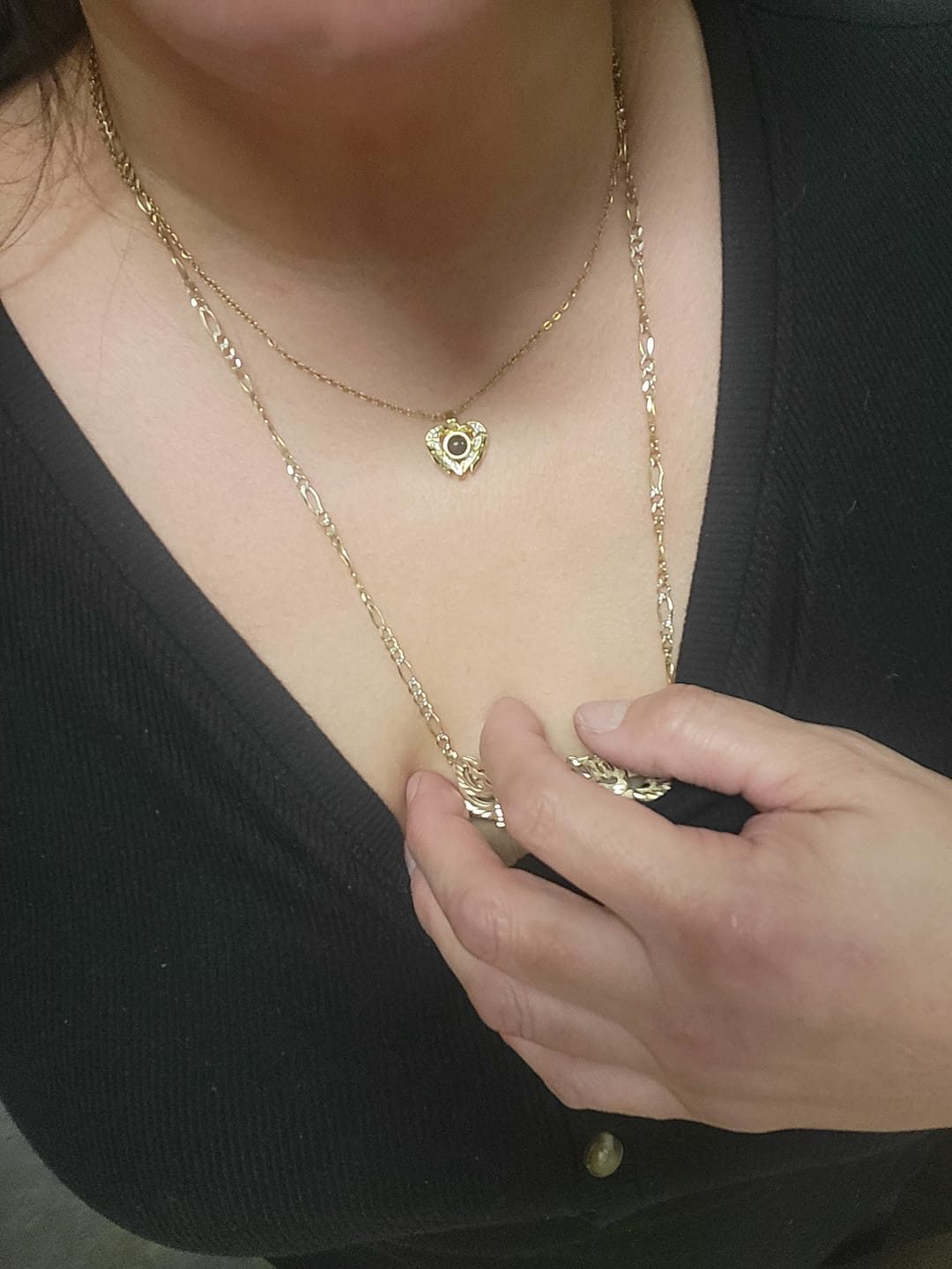 Customer photo review of Custom Hidden Photo Projection Royal Heart Necklace