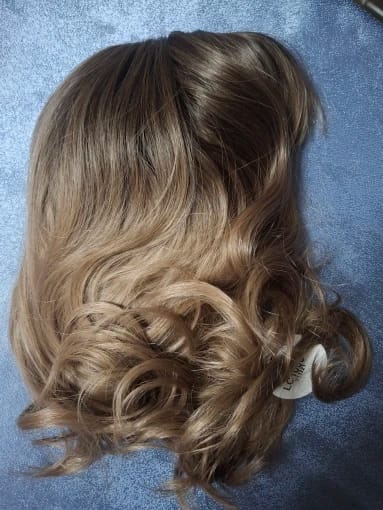 Customer photo review of Synthetic Wig Water Wave Natural Bob With Bangs — Red Copper Ginger | KIMLUD