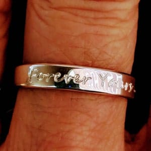 Customer photo review of Actual Handwriting Engraved Ring, 925 Sterling Silver, Vermeil Gold, Sentimental Custom Engraved Ring Band, Unisex Valentine's Day Gift for Couples