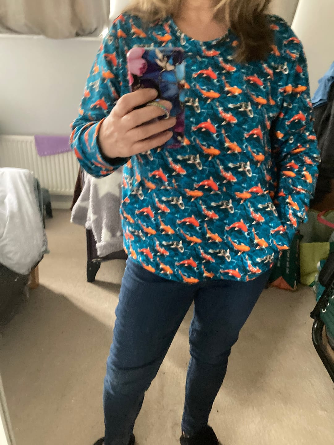 Customer photo review of Koi Fish French Terry Fabric