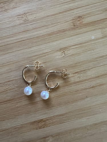 Customer photo review of Freshwater Pearl Drop Earrings in 9ct Yellow Gold